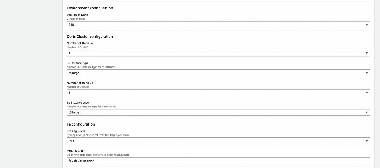 Configure the specific parameter