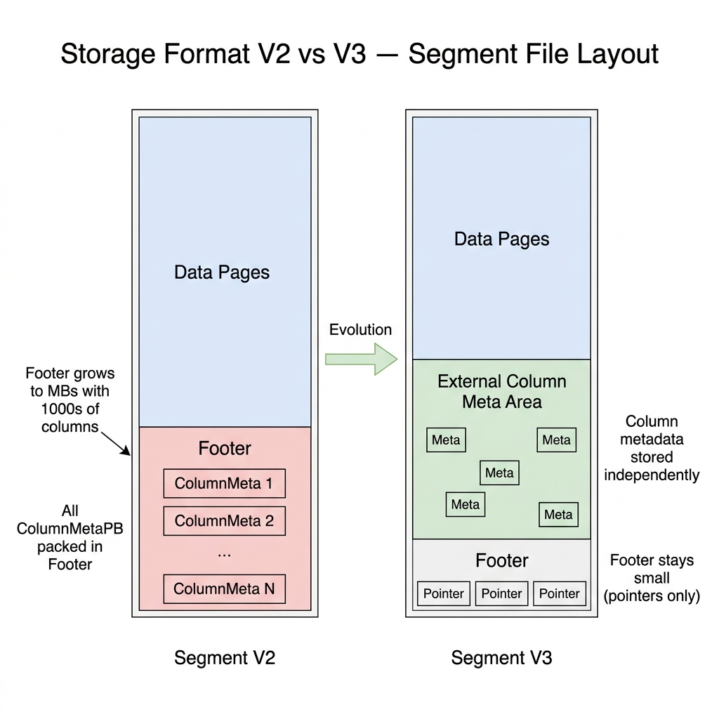 存储格式 V2 vs V3 — Segment 文件布局