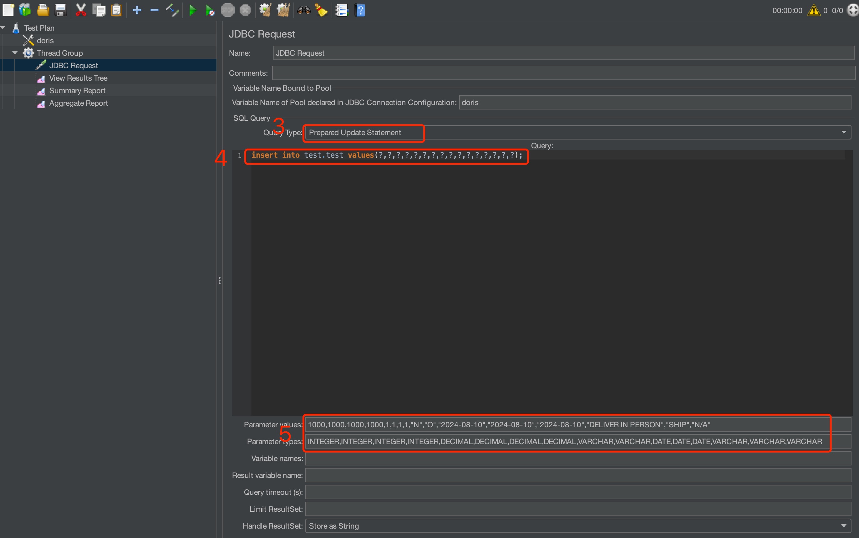 jmeter parameter settings